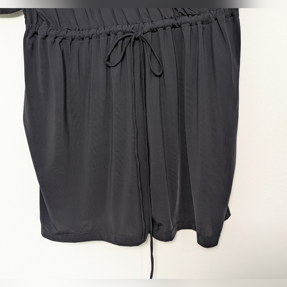 EUC Kardashian Kollection Slinky Soft Stretchy Smooth Wrap Romper Black Sz XL - Picture 3 of 11
